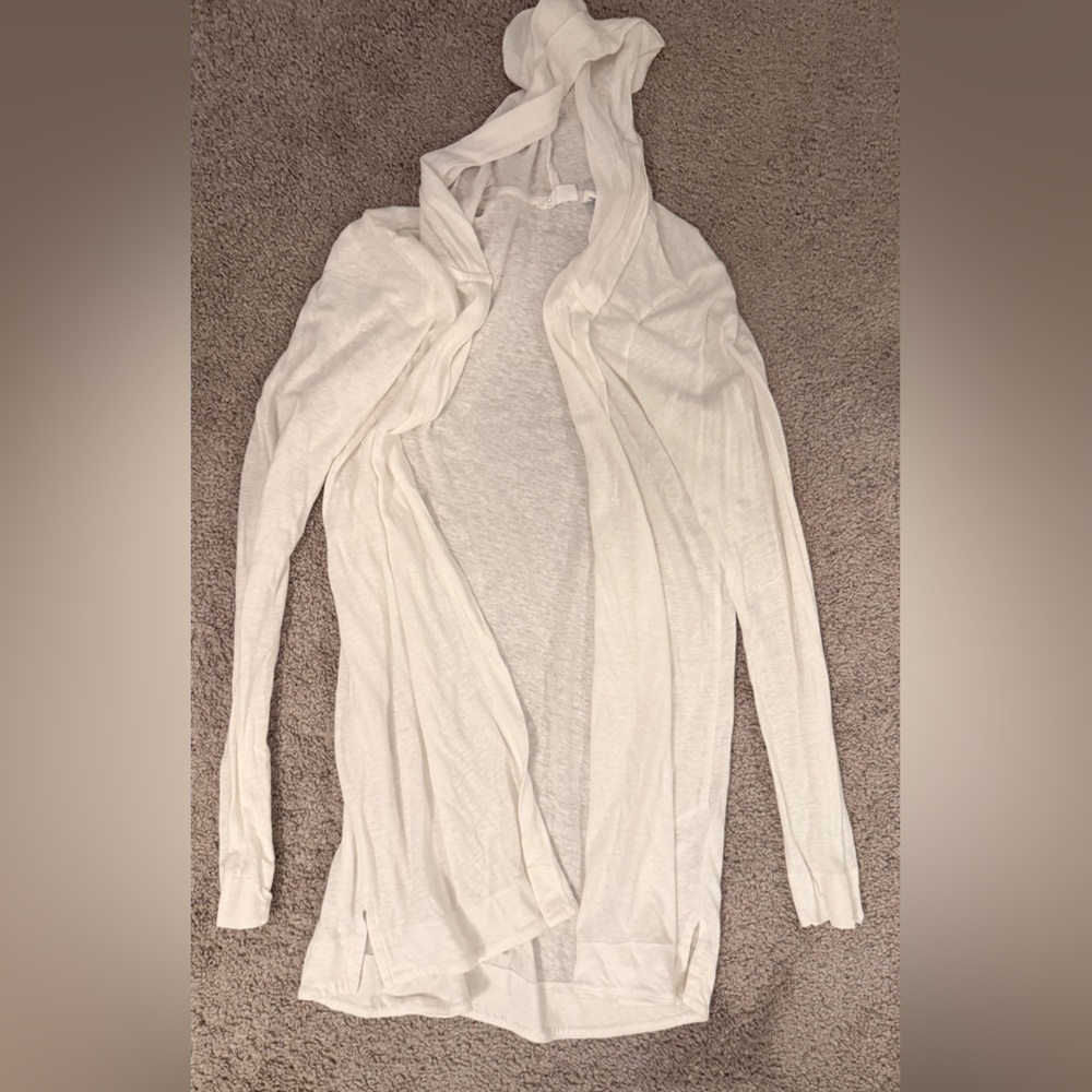 Sigrid Sporty Casual White Open Front Cardigan - Picture 2 of 4